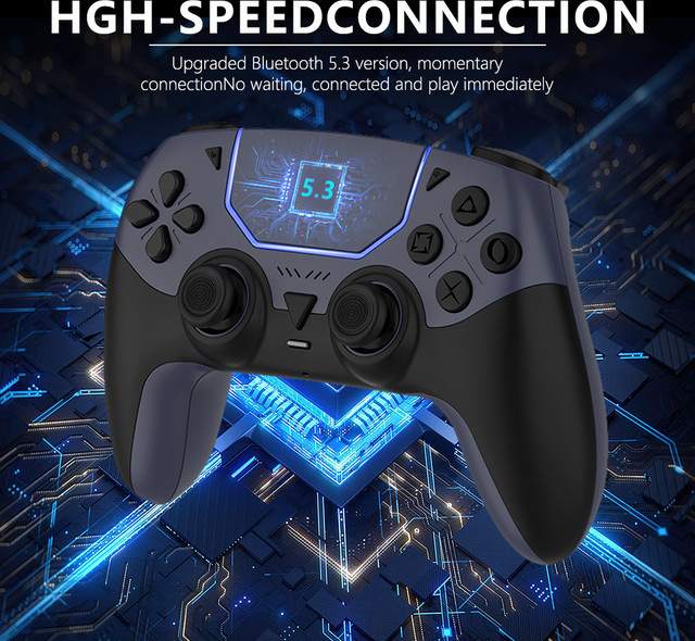 KEKEGAME Kabelloser Gaming-Controller für PS5, PC und Steam Deck mit Hall-Effekt, Dual Vibration, 6-Achsen-Motion Control und Lautsprecher in Grau - Bild 1