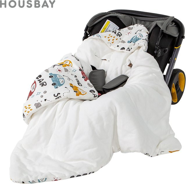 HOUSBAY Babydecke mit Kapuze aus weicher Baumwolle für Herbst und Winter, buntes Auto-Design, Mehrfarbig - Bild 1