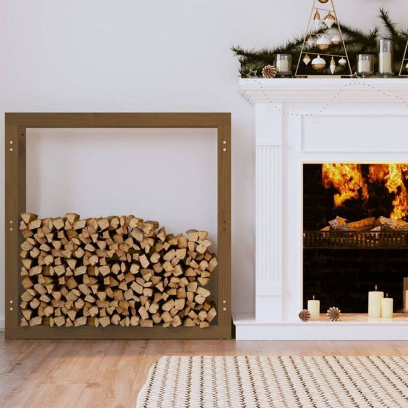 Vidaxl Kaminholzregal aus Massivholz Kiefer in Braun im Landhausstil B/T/H: 100 x 25 x 100 cm - Bild 1