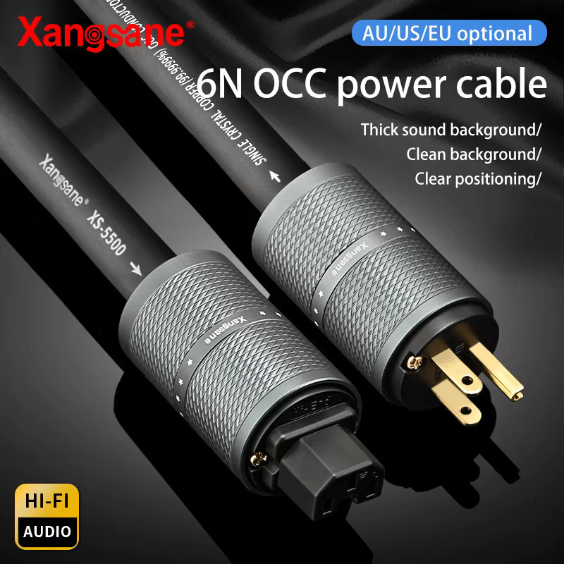 Xangsane Gekühltes 6N OCC HiFi-Stromkabel in Schwarz für Vor- und Endstufen mit 15mm² Querschnitt und US-EU-AU Anschlüssen - Bild 2