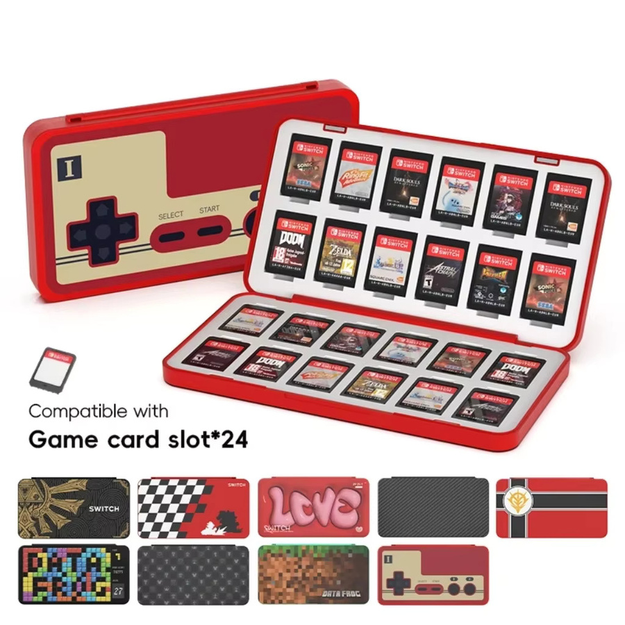 DATA FROG 24-in-1 Spielkartenhalter für Nintendo Switch und Switch OLED, Patronen-Aufbewahrungsbox und Chip-Organizer in Rot und Schwarz - Bild 7