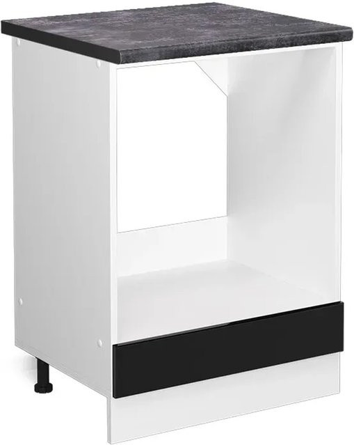 Vicco R-Line Herdbauschrank in Schwarz Hochglanz und Weiß, Breite: 60 cm - Bild 1