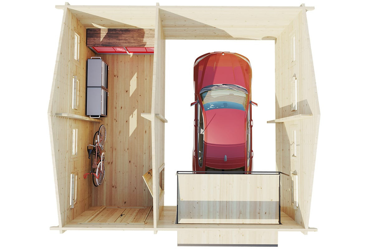Holzgarage Hansa Q als Bausatz in Holzständerbauweise mit Abstellraum, B/T/H: 600 x 600 cm - Bild 2