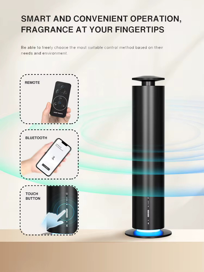 NAMSTE Intelligenter Ätherisches-Öl-Diffusor für 200m³, Batteriebetriebener elektrischer Aroma-Diffusor für Büro und Zuhause in Schwarz oder Silber - Bild 3