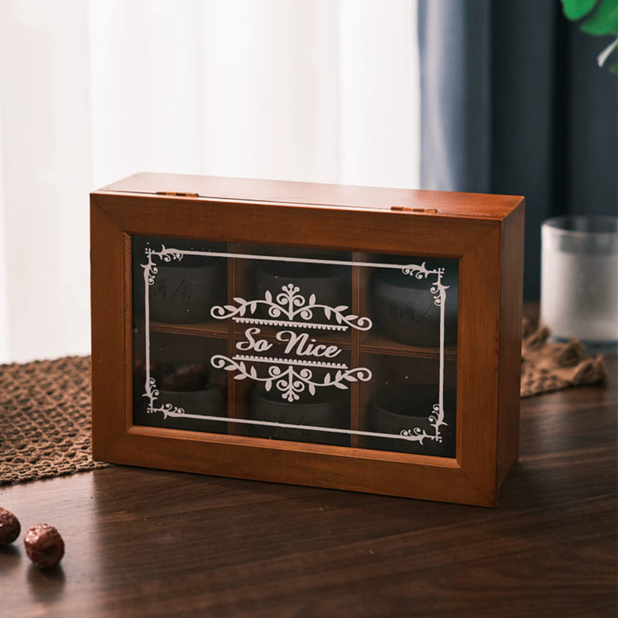 Vintage Holz Aufbewahrungsbox für Teebeutel und Schmuck in Braun - Bild 3