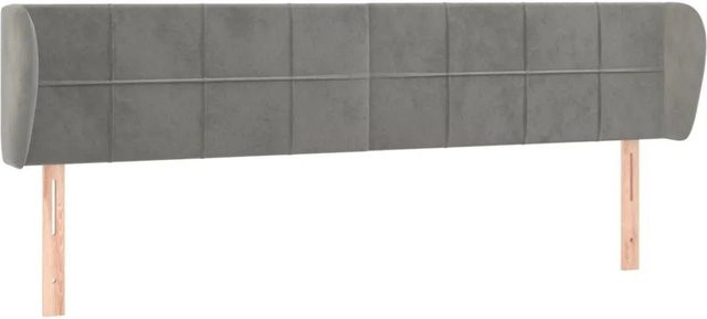 vidaXL Kopfteil mit Ohren in Hellgrau aus Samt, B: 203 cm, T: 23 cm, H: 78-88 cm - Bild 1