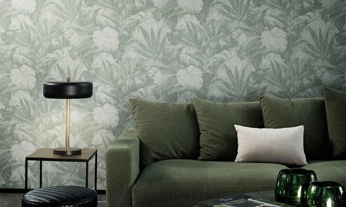 Flamant Tapete Expedition Murano in Grün mit botanischem Floral-Design aus Vlies und Textil - Bild 2