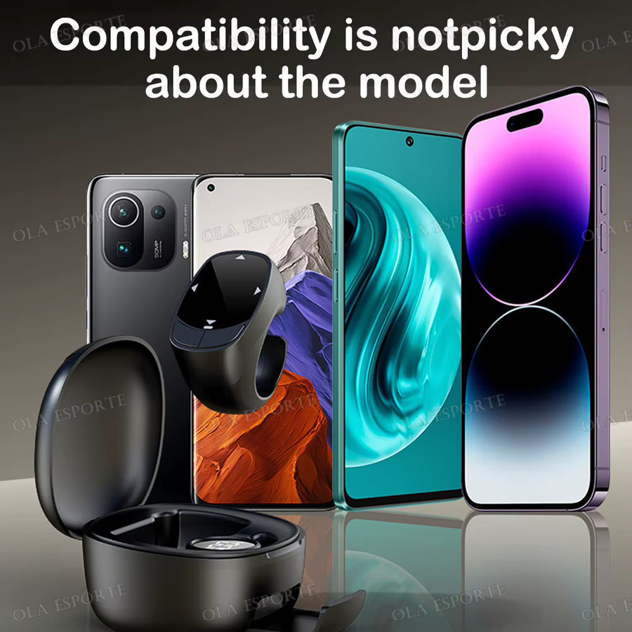 Ola Esporte Intelligenter Bluetooth Fingerring als kabellose Fernbedienung und Selfie-Maus in Schwarz zum automatischen Umblättern von Videos und Webseiten - Bild 5