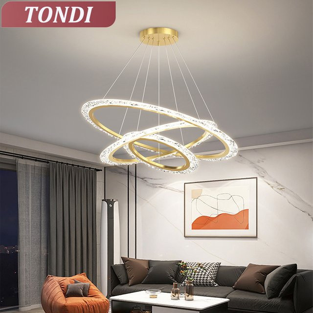 TONDI LED-Kronleuchter in Gold/Messing, luxuriöser Ring-Deckenleuchter für Wohnzimmer, Esszimmer, Schlafzimmer und Küche - Bild 1