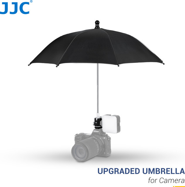 JJC Kamera Blitzschuh Regenschutz Sonnenschirm in Schwarz für Canon, Sony und Nikon Kameras - Bild 1