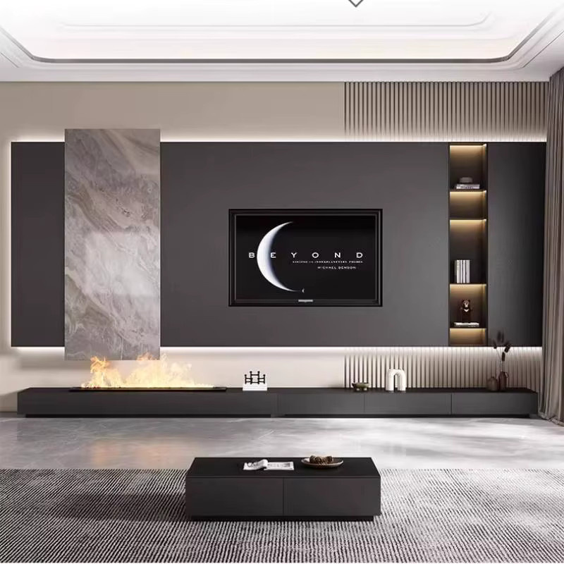DUTRIEUX Eck-TV-Schrank in Grau, minimalistisches Design mit integrierter Beleuchtung und mattem Finish - Bild 1