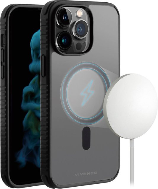Vivanco Mag Solid Elite 360° Anti Shock Cover Handyhülle für iPhone 14 Pro Max in Transparent/Grau - Bild 1