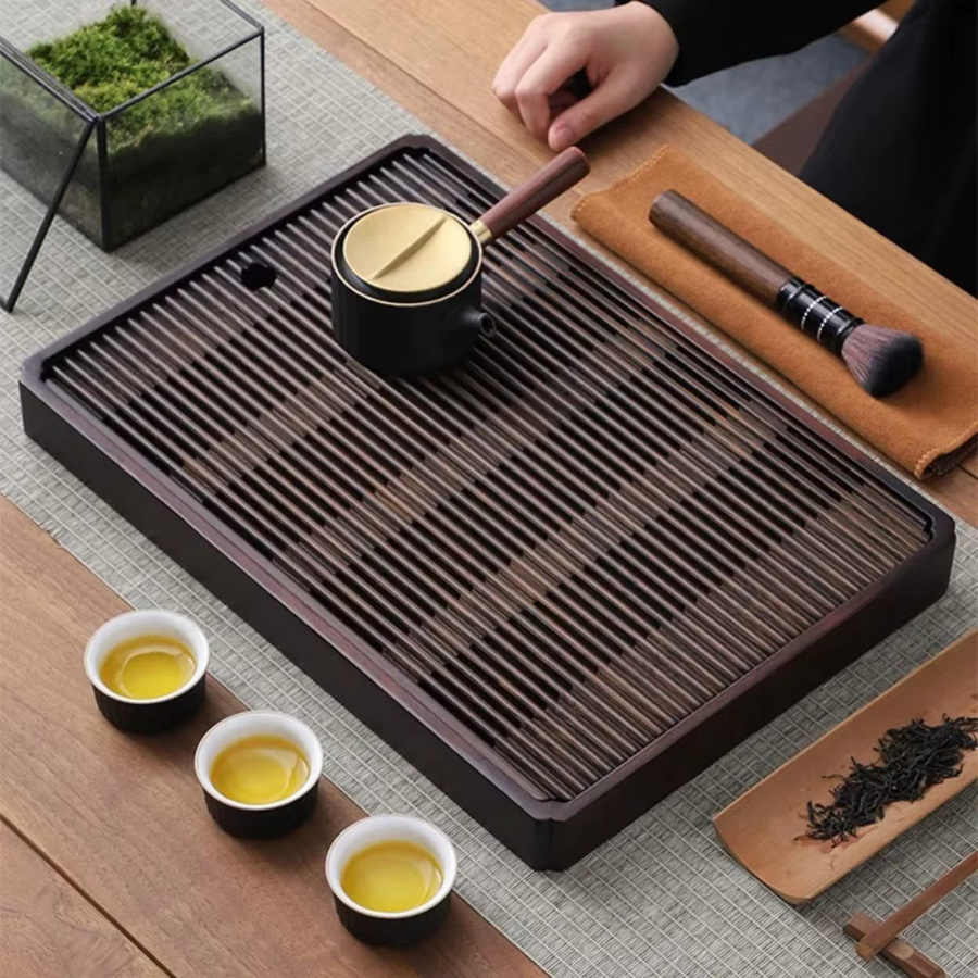 FEB.WIND Bambus-Teetablett in Braun mit Wasserspeicher und Entwässerung für Kung-Fu-Tee-Zeremonien - Bild 2