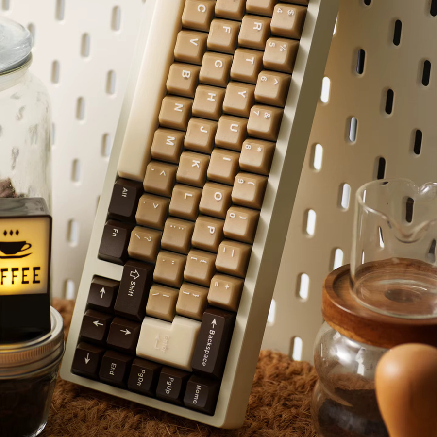 Venit Keys Latte Coffee Keycaps Cherry Profile Double Shot PBT PC für Alice Layout Mechanische Tastatur, Braun und Beige, 164 Tasten, Translucent - Bild 3