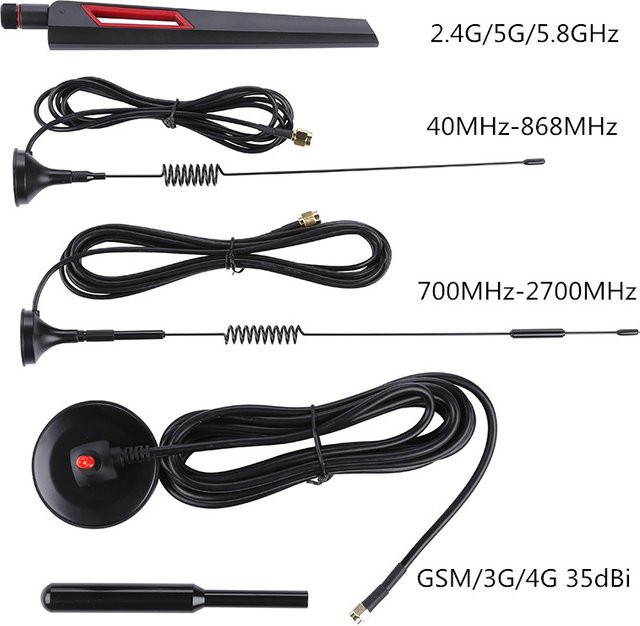 HLFEC Antenne für HackRF One und PortaPack H2, Frequenzbereich 1 MHz bis 6 GHz, Schwarz - Bild 1