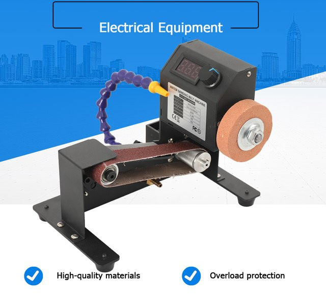 Elektrischer Bandschleifer 350W mit stufenloser Geschwindigkeitsregelung und Reinkupfermotor, Multifunktions-Schleif- und Poliergerät in Schwarz - Bild 1