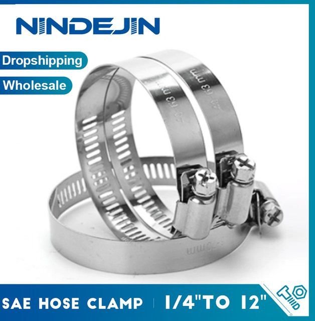 NINDEJIN Schneckengetriebe-Schlauchklemme aus 304 Edelstahl in Silber, verstellbar von 6 bis 311 mm für Wasserrohre, Kraftstoffleitungen und Sanitär sowie Automobilanwendungen - Bild 1