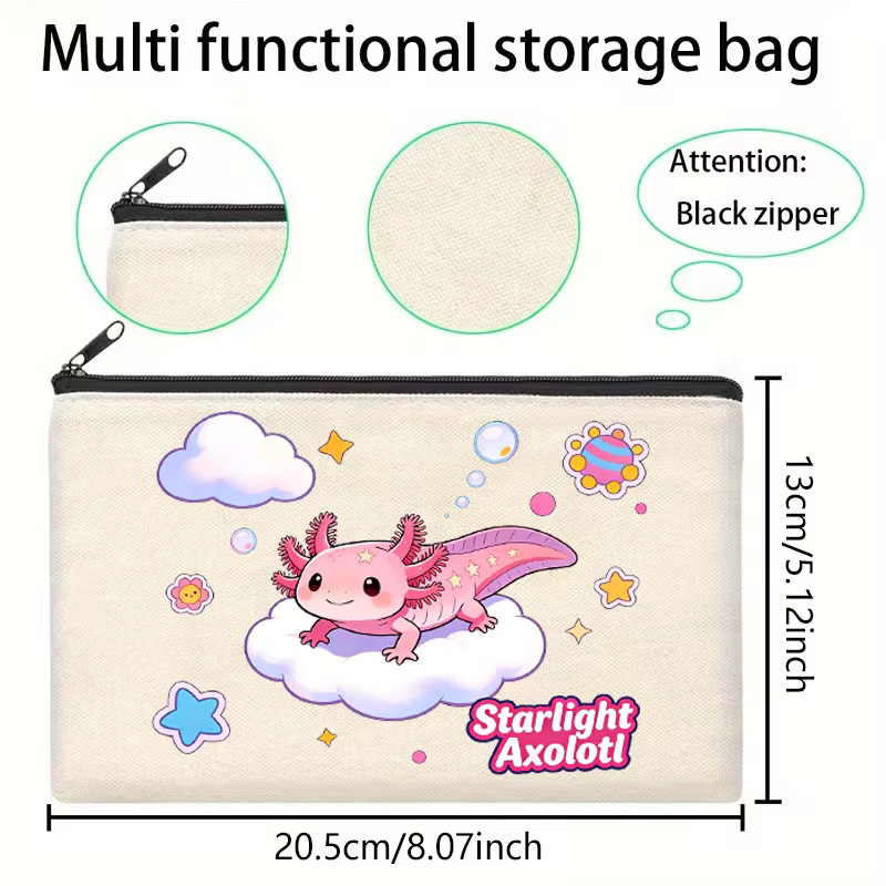 Canvas Aufbewahrungstasche mit süßem Salamander-Design als Stifteetui oder Make-up-Tasche - Bild 2
