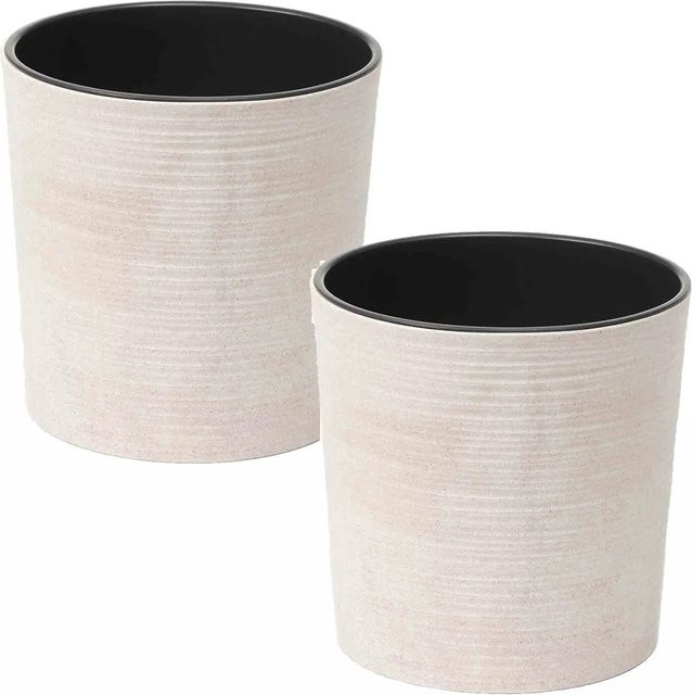Siena Garden Pflanzgefäß Eco Lens Set 2-teilig Weiß Ø 25 x 25,5 cm - Bild 1