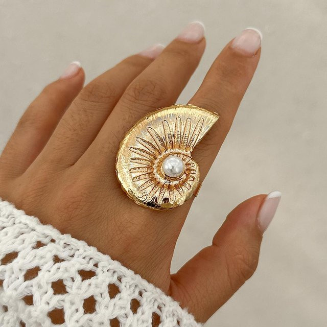 Ring Seestern Muschel, Kupfer, Gold, Damen, Vintage - Bild 1