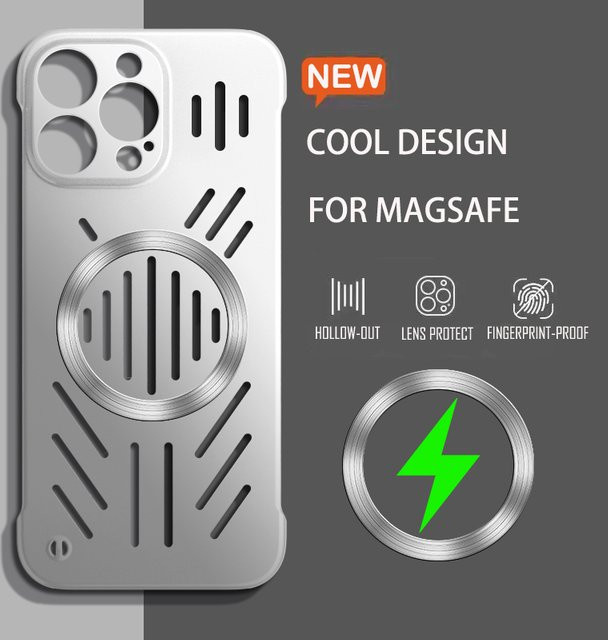 Fudusaidman Magnetische Handyhülle mit Wärmeableitung für iPhone 11 bis iPhone 17 Pro Max, Magsafe Wireless Charging kompatibel, PC Hard Cover, Farbe: Silber - Bild 1