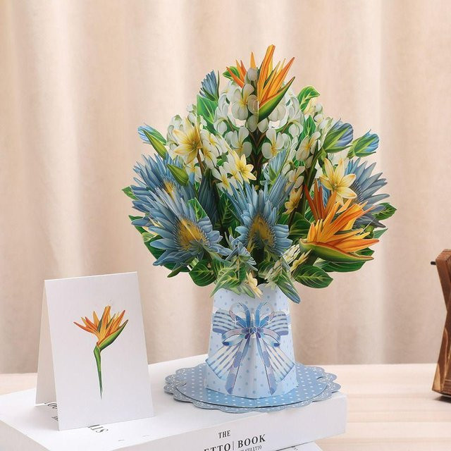 Handgemachte 3D Pop Up Grußkarte mit Blumen von Love Home Garden in Mehrfarbig für Muttertag oder Geburtstag - Bild 1