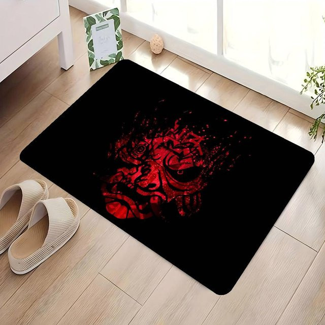 C-Cyberpunk Samurai Logo Teppich, Schwarz, B/H: 40 x 60 cm, Waschbar und Rutschfest - Bild 1