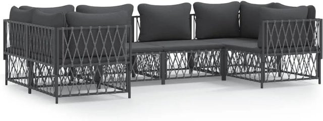 vidaXL 6-tlg Garten-Lounge-Set in Anthrazit mit Kissen aus Textilene und pulverbeschichtetem Stahl - Bild 1