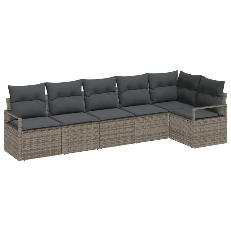vidaXL Gartensofa-Set aus Poly-Rattan in L-Form mit 6 Kissen und integriertem Stauraum, Grau - Bild 2