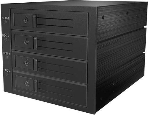 Icy Box IB-564SSK Backplane für 4x 3,5 Zoll SAS/SATA HDD in 3x 5,25 Zoll Einschübe, Hot Swap, trägerloser Einbau, Dual Host Connector, Schwarz - Bild 1