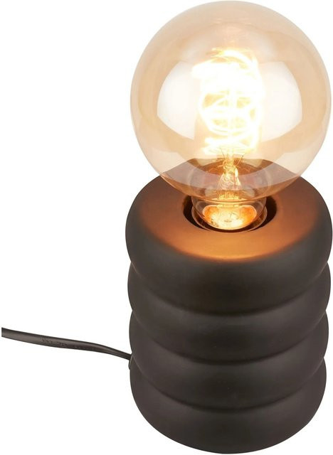 Brilo Tischleuchte Foam aus Keramik in Schwarz Matt mit Wellenform, Durchmesser: 10,5 cm, Höhe: 12,5 cm - Bild 1
