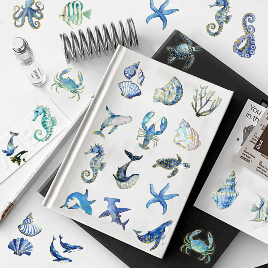 50 Stück Transparente PET Dekorative Aufkleber Set mit Marine Organismen für DIY Laptop Wasser Tasse und Taschen - Bild 1