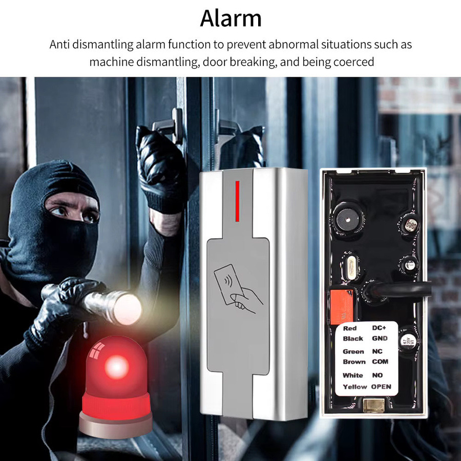 Asia-Teco RFID-Zutrittskontrollsystem mit Metalltastatur aus Zinklegierung, IP68 wasserdicht, Farbe Silber, Wiegand-Controller für den Außenbereich - Bild 3