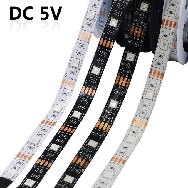 XUNATA RGB LED-Streifen 5050 mit 30 LEDs/m, 5V USB, Wasserdicht IP65, Flexibles LED-Band für TV-Hintergrundbeleuchtung in Weiß oder Schwarz - Bild 1