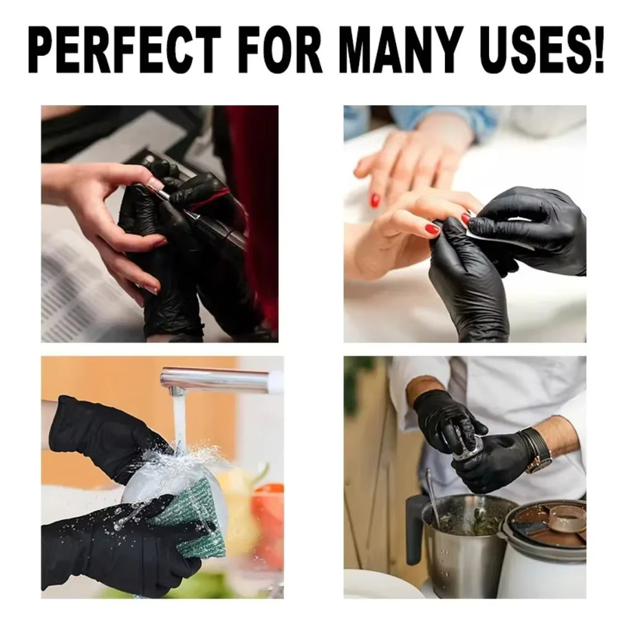 XMSJ Nitrilhandschuhe in Schwarz, latexfreie und puderfreie Einweghandschuhe für Haushalt, Reinigung, Tattoo und Friseur - Bild 5