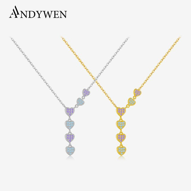 ANDYWEN Halskette 925 Silber, Zirkonia, Damen, mehrfarbig - Bild 1