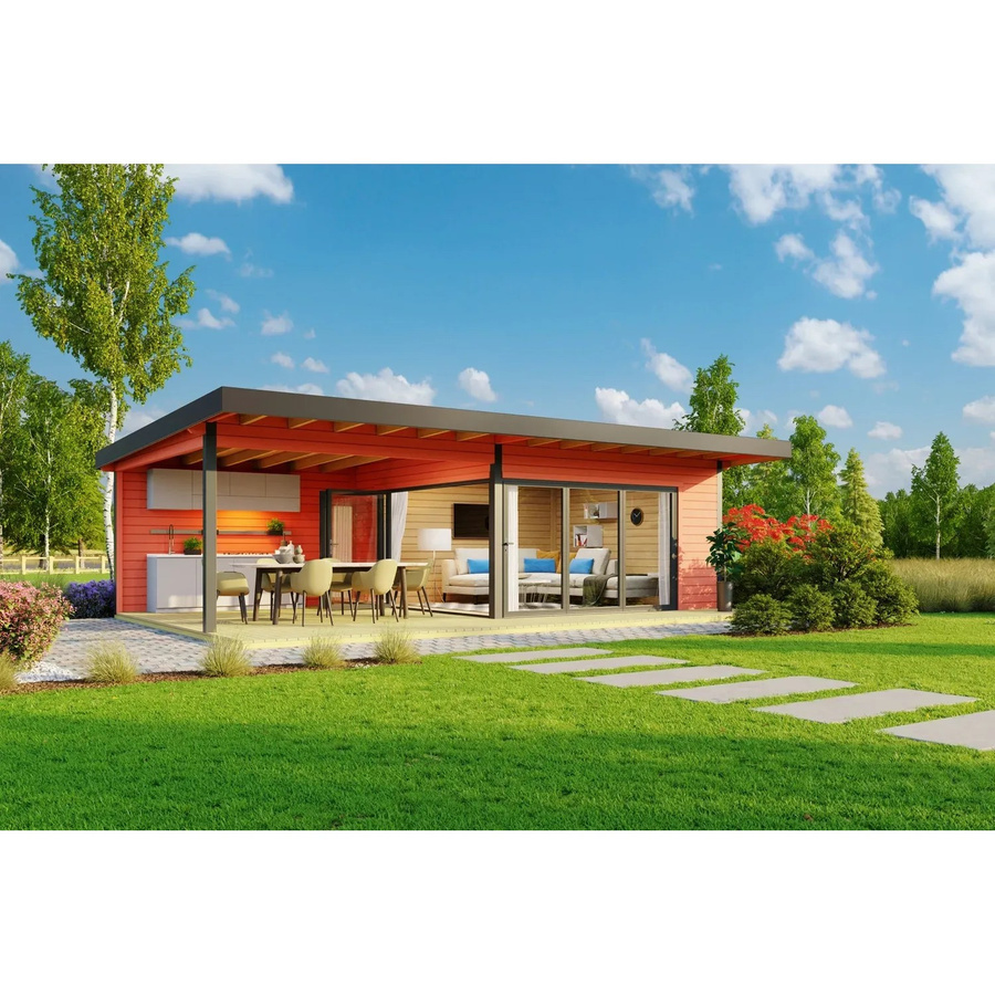 Lasita Holz-Gartenhaus Domeo mit Pultdach in Schwedenrot, B/T/H: 450 x 450 x 258 cm - Bild 2