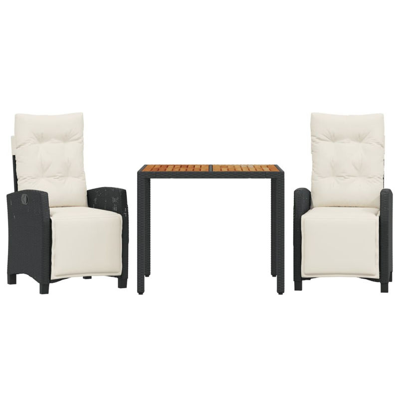 Vidaxl 3-teiliges Gartenmöbel-Set aus Polyrattan mit Kissen in Schwarz - Bild 2