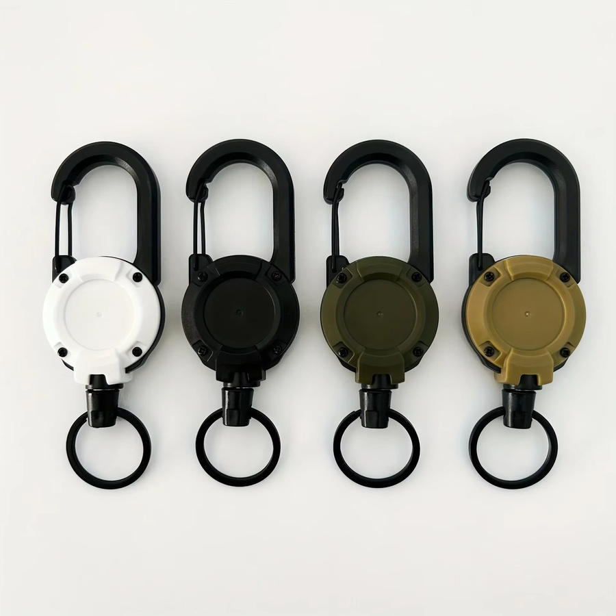 Robuste ausziehbare Schlüsselanhänger mit Karabiner und Clip-Halterung in Schwarz für Herren und Outdoor-Taschen - Bild 2