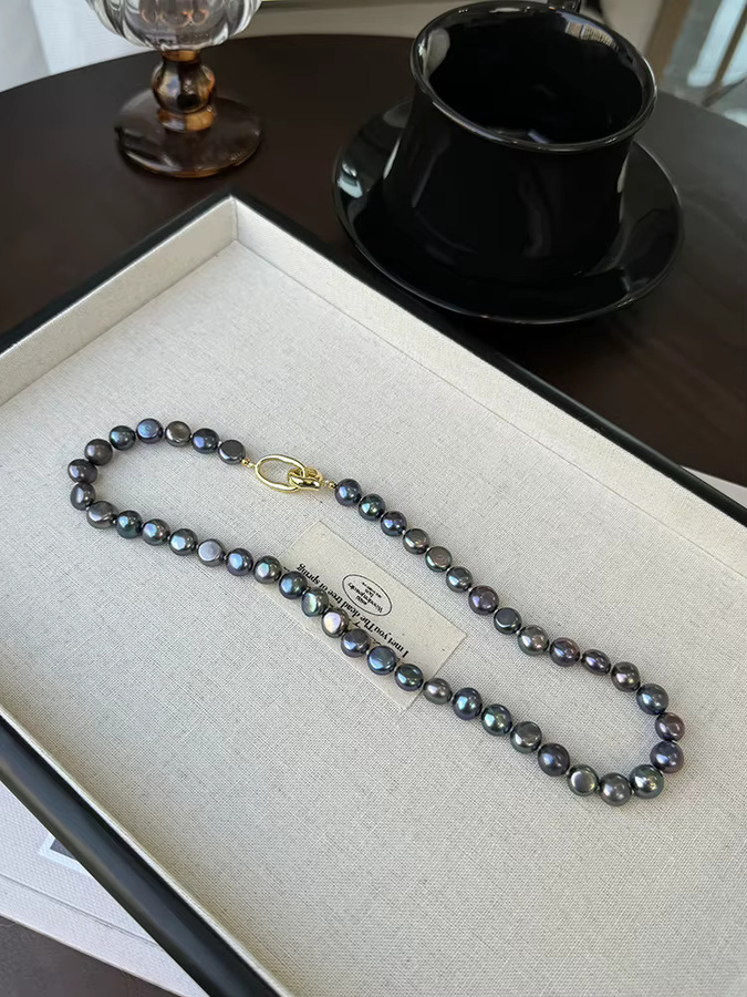 V-best Halskette, schwarze Süßwasser Perle, 14K Gold gefüllt, Damen - Bild 4