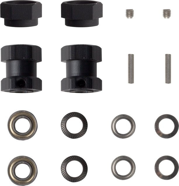 Tamiya Grasshopper 12mm Aluminium Sechskant-Adapter Felgen-Kombination, Zubehör, Schwarz, Metall - Bild 1