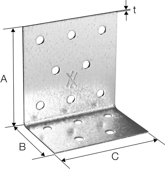 Simpson Winkelverbinder ANP aus Stahl feuerverzinkt in Silber, B/H/T: 60 x 60 x 2,5 mm - Bild 1