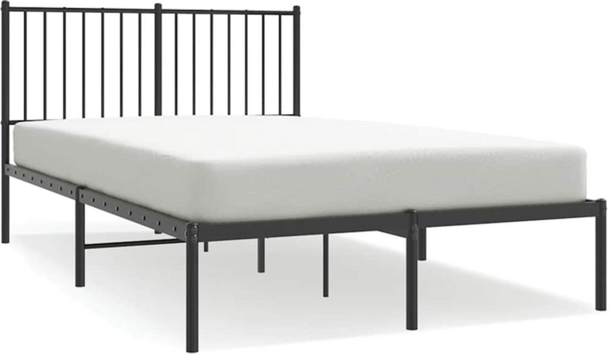 Vidaxl Metallbett mit Kopfteil in Schwarz, Modernes Bettgestell aus Stahl, B/T: 120 x 190 cm - Bild 1