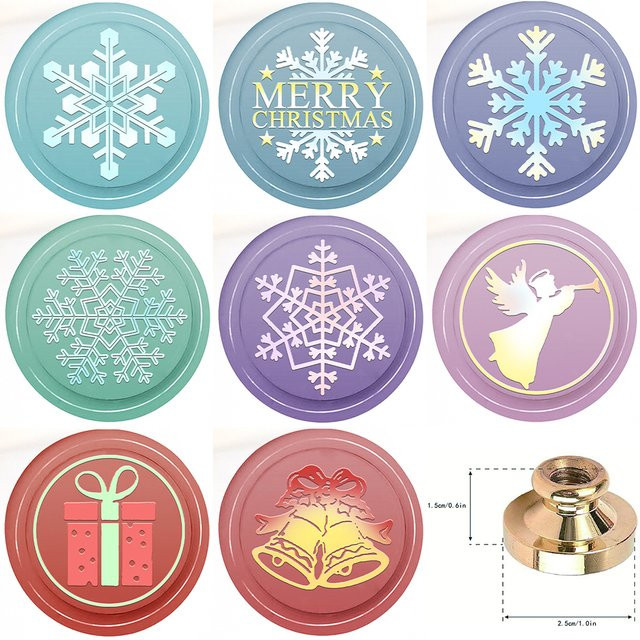 Wachs-Siegelstempel Set mit Schneeflocken, Winkel und Jingle Bell Motiven für DIY Weihnachtsdekoration und Einladungskarten, Mehrfarbig - Bild 1
