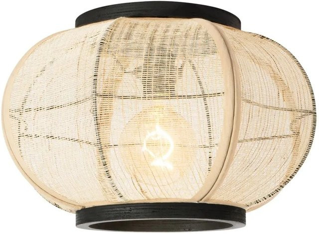 QAZQA Orientalische Deckenleuchte in Braun und Beige aus Holz und Stoff - Bild 1