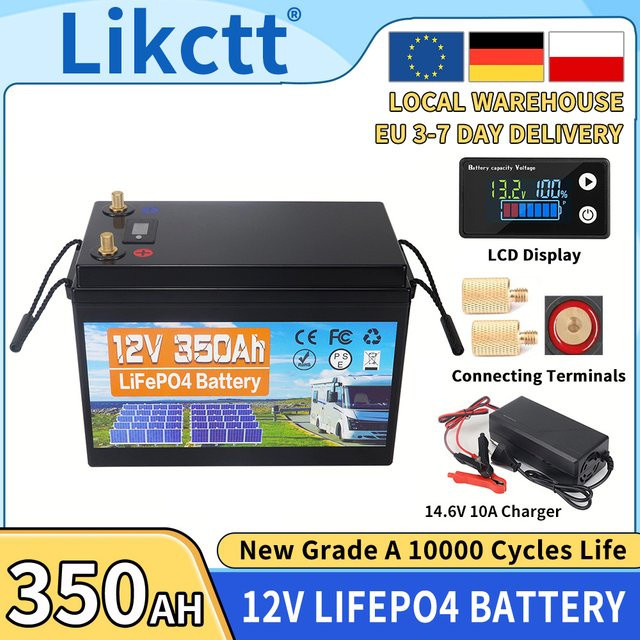 Likctt LiFePO4 Batteriepack 12V 350Ah in Schwarz mit 10000+ Zyklen für Marineboote und Heimenergiespeicher - Bild 1