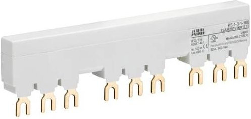 ABB PS1-3-1-100 3-Phasen-Sammelschiene für 3 MS116 / MS132 mit 1 HK/SK, Ie=100A, Weiß - Bild 1