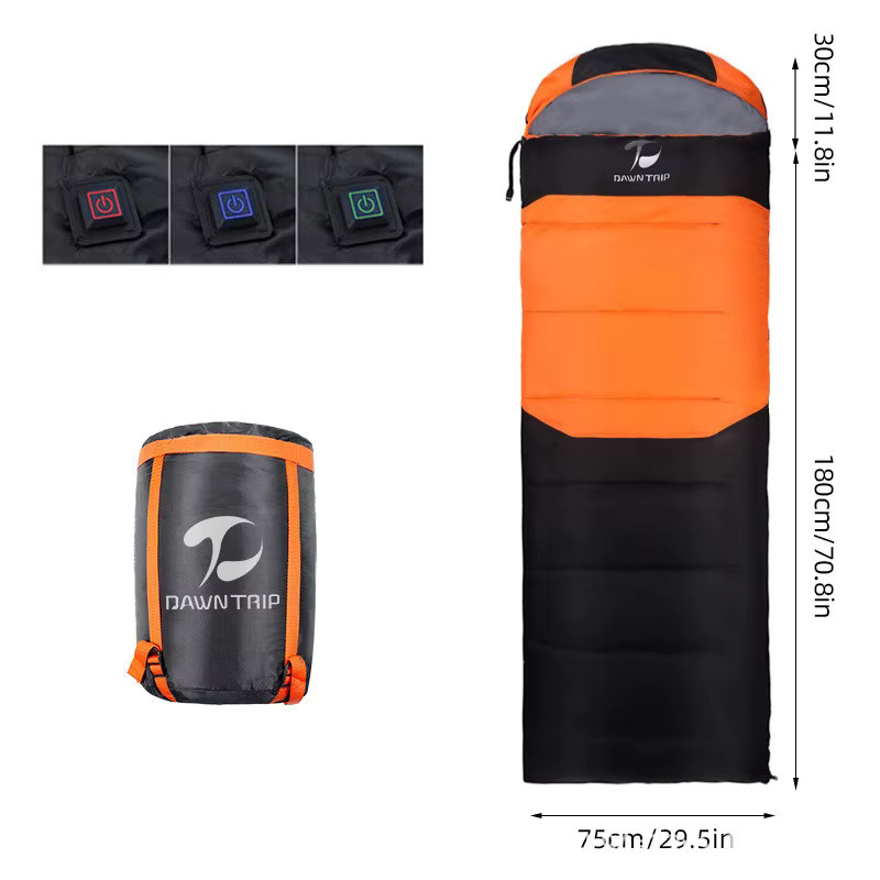 DAWN TRIP Beheizter Schlafsack für Erwachsene in Orange mit Multi-USB-Stromunterstützung und kompakter Tragetasche - Bild 4