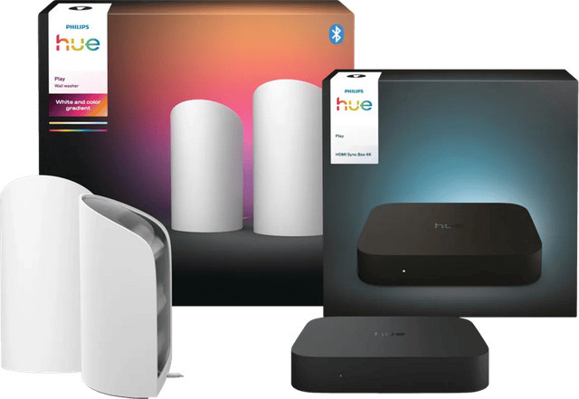 Philips Hue Play Wallwasher Weiß Doppelpack mit HDMI Sync Box 4K LED Set - Bild 1