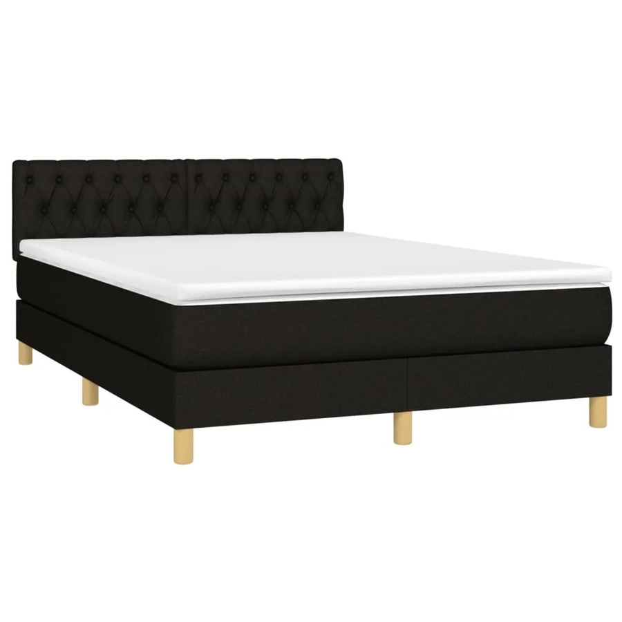 vidaXL Boxspringbett mit Matratze und LED-Unterbettbeleuchtung in Schwarz, Hybrid-Design mit USB-Ladeport und Taschenfederkern, B/T/H: 140 x 200 x 78 cm - Bild 2